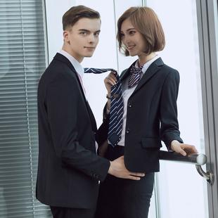 2016秋男長袖西裝職業裝套裝女同款伴郎禮儀服務生新郎司儀正裝