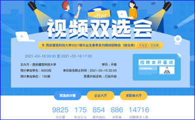 西安建大2021屆畢業生春季網絡視頻招聘會 “綜合類”專場順利舉辦